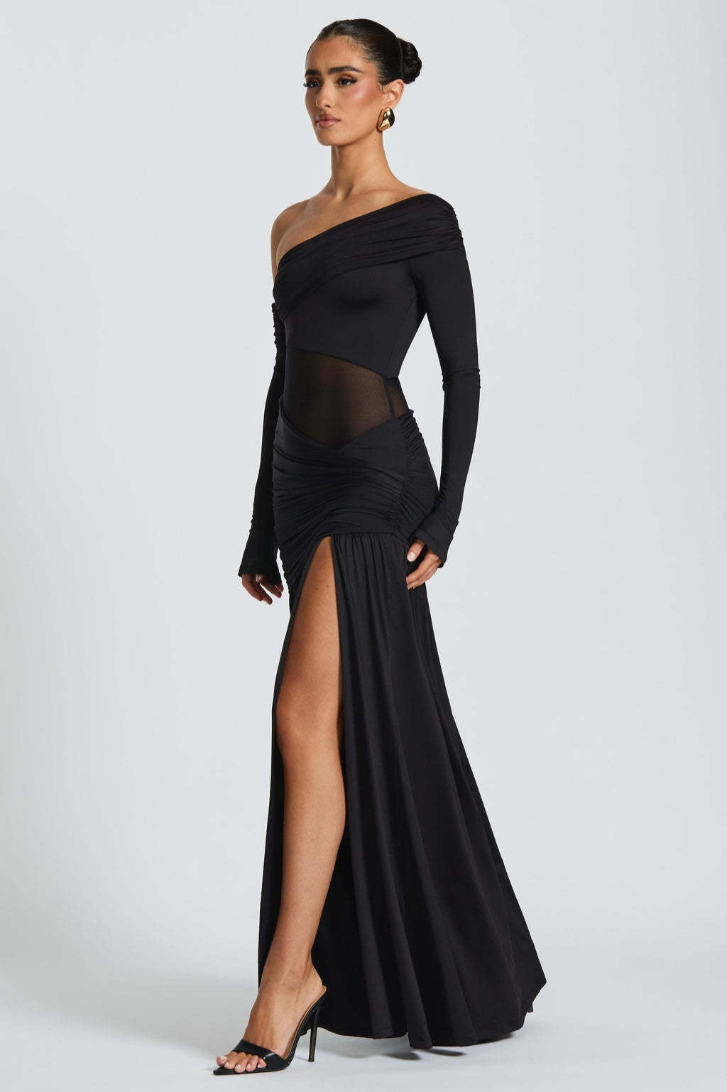 Sheer Pleated Off Modern Dress for Streetwear Style Boutique Fashion Style