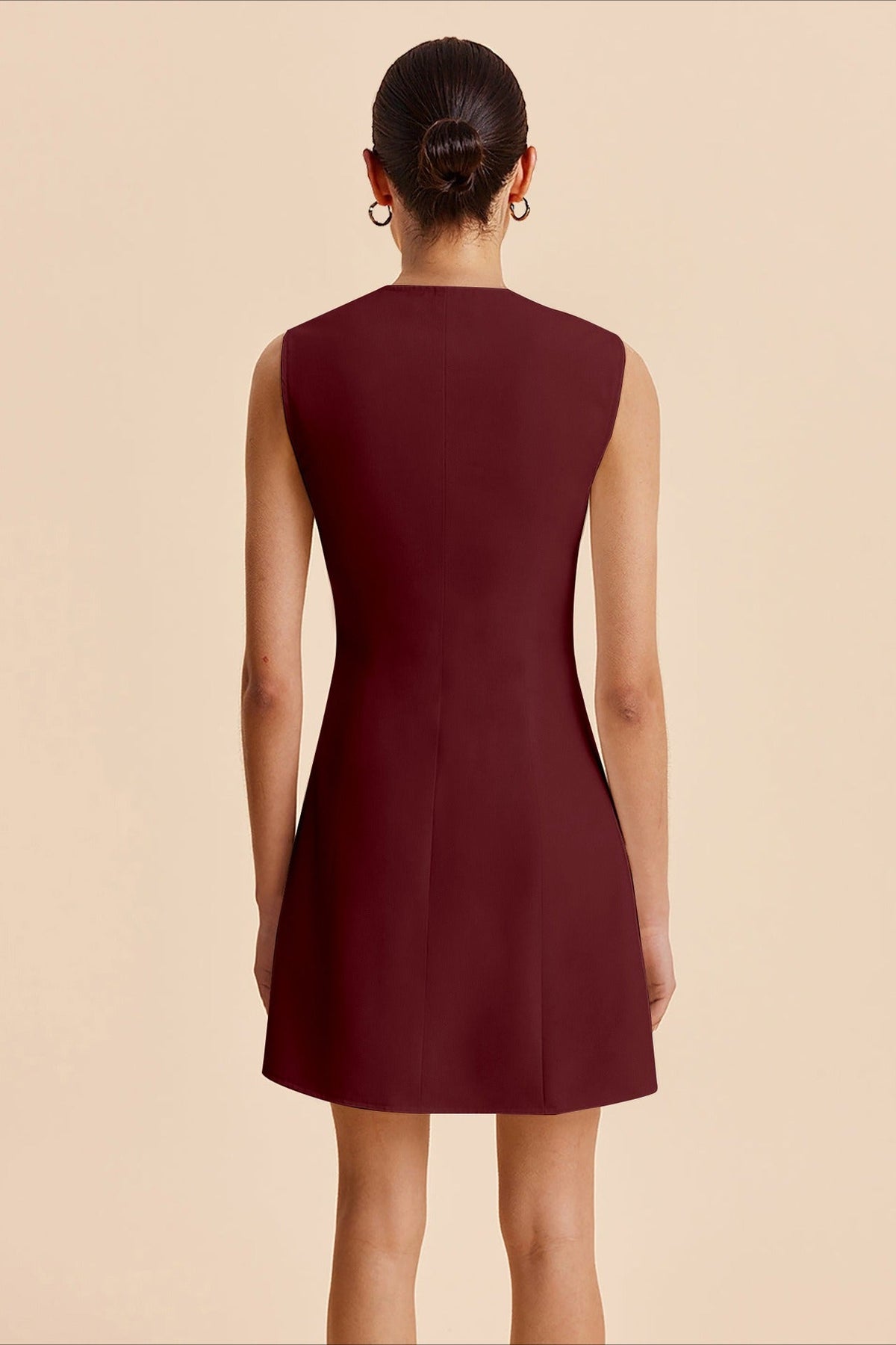 Sleeveless Button Front Mini Work Dress - View 8 | VelvetHem