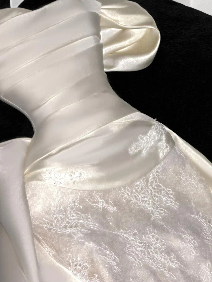 Mermaid Off-the-Shoulder Satin Lace wedding Dress,Formal Evening Dress - View 3 | FashionDia