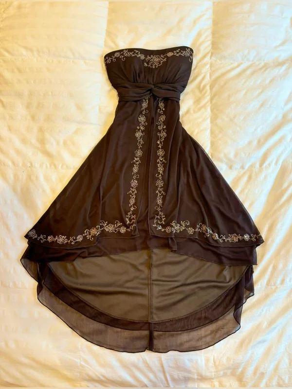 Strapless A-Line Beaded Prom Dresss Vintage Formal Party Gown