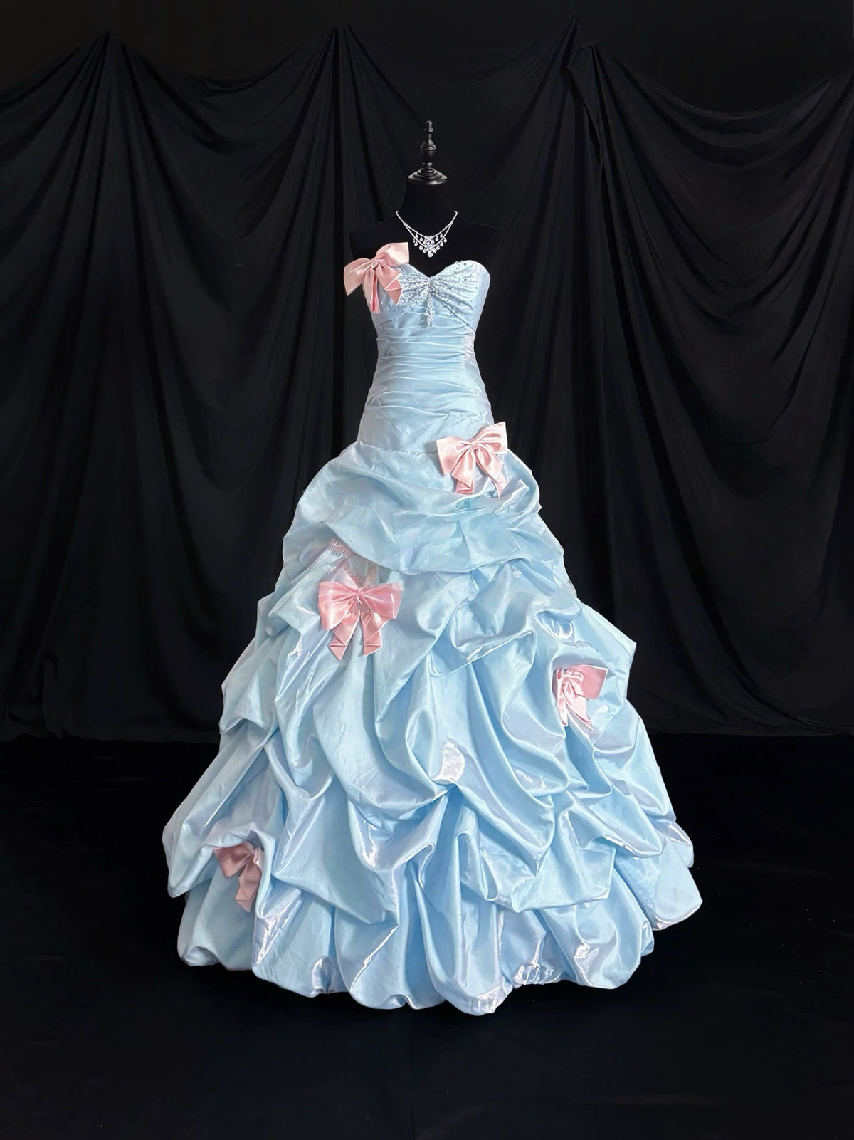 Sweetheart A-Line Blue Birthday Dress Quinceanera Dresses With Bow