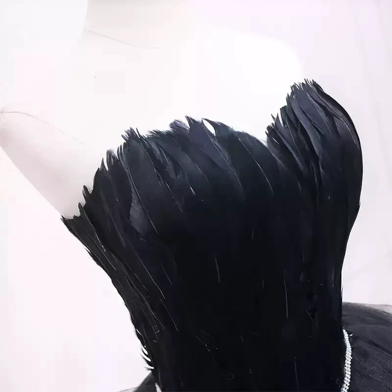 Black Tulle Short Homecoming Dress Strapless Homecoming Dress s38 (ZD12601)