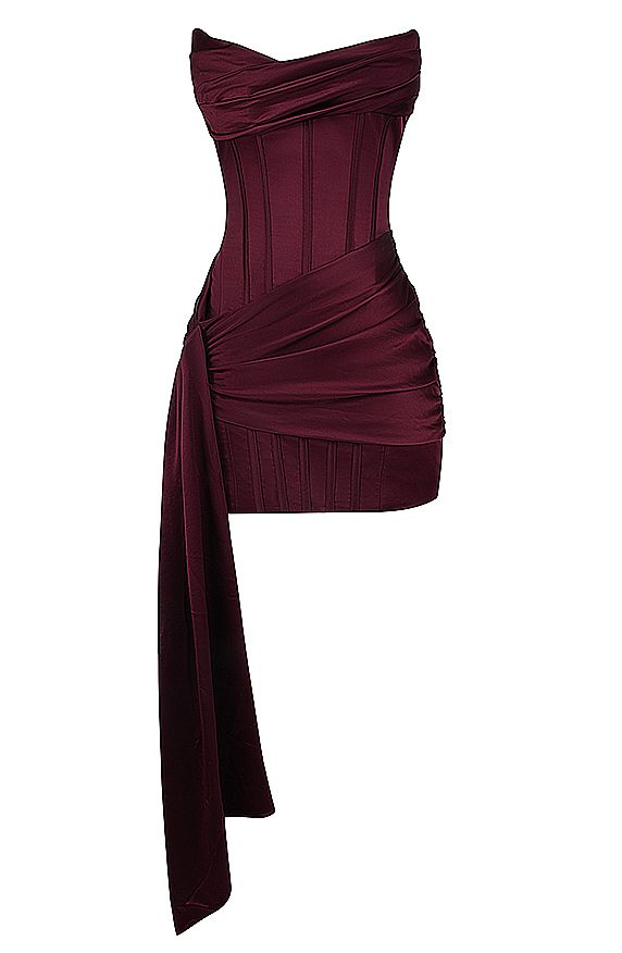 Vintage Burgundy Satin Homecoming Dress Short Prom Dress - View 3 | FashionDia