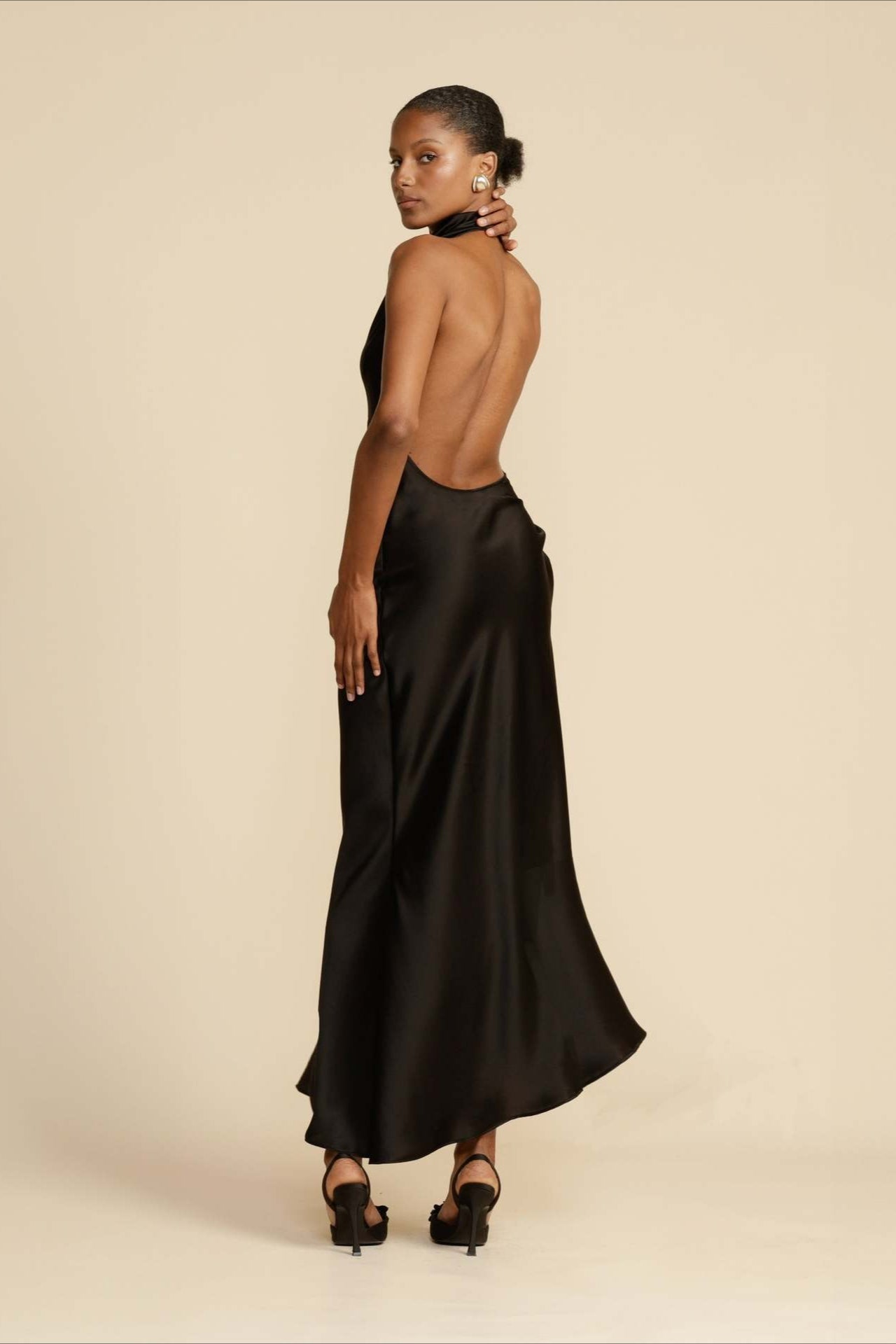 Elegant Satin Slit Contemporary Dress for Comfort Fit Design
