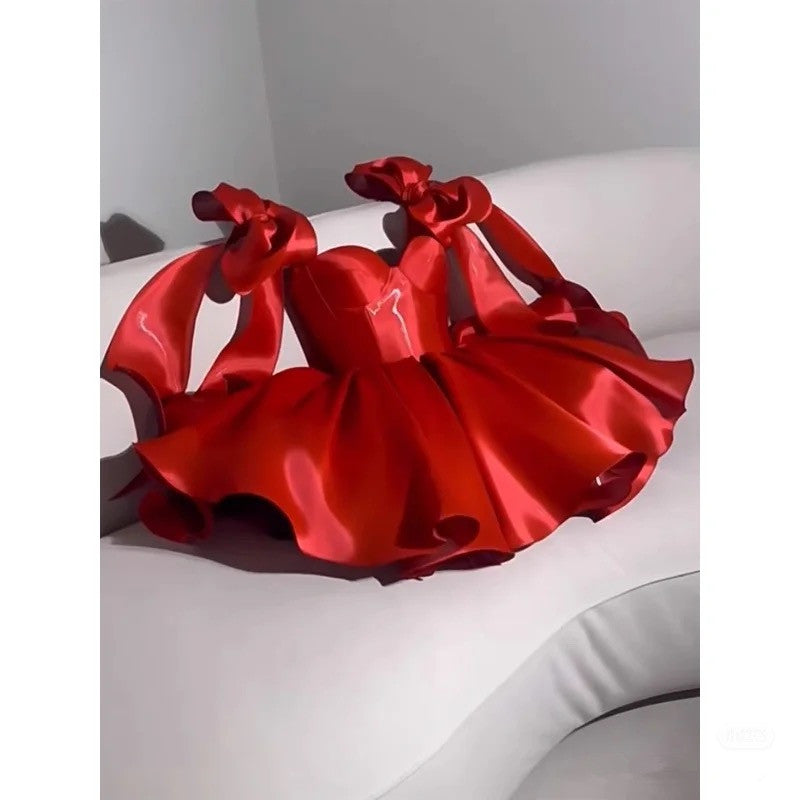 Simple A line Short Birthday Dress Red Homecoming Dresses