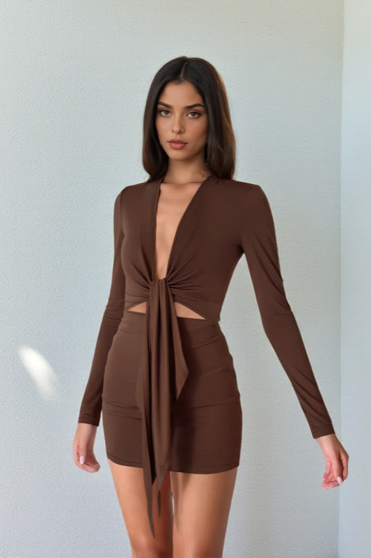Square Neck Lace Trim Mini Dress