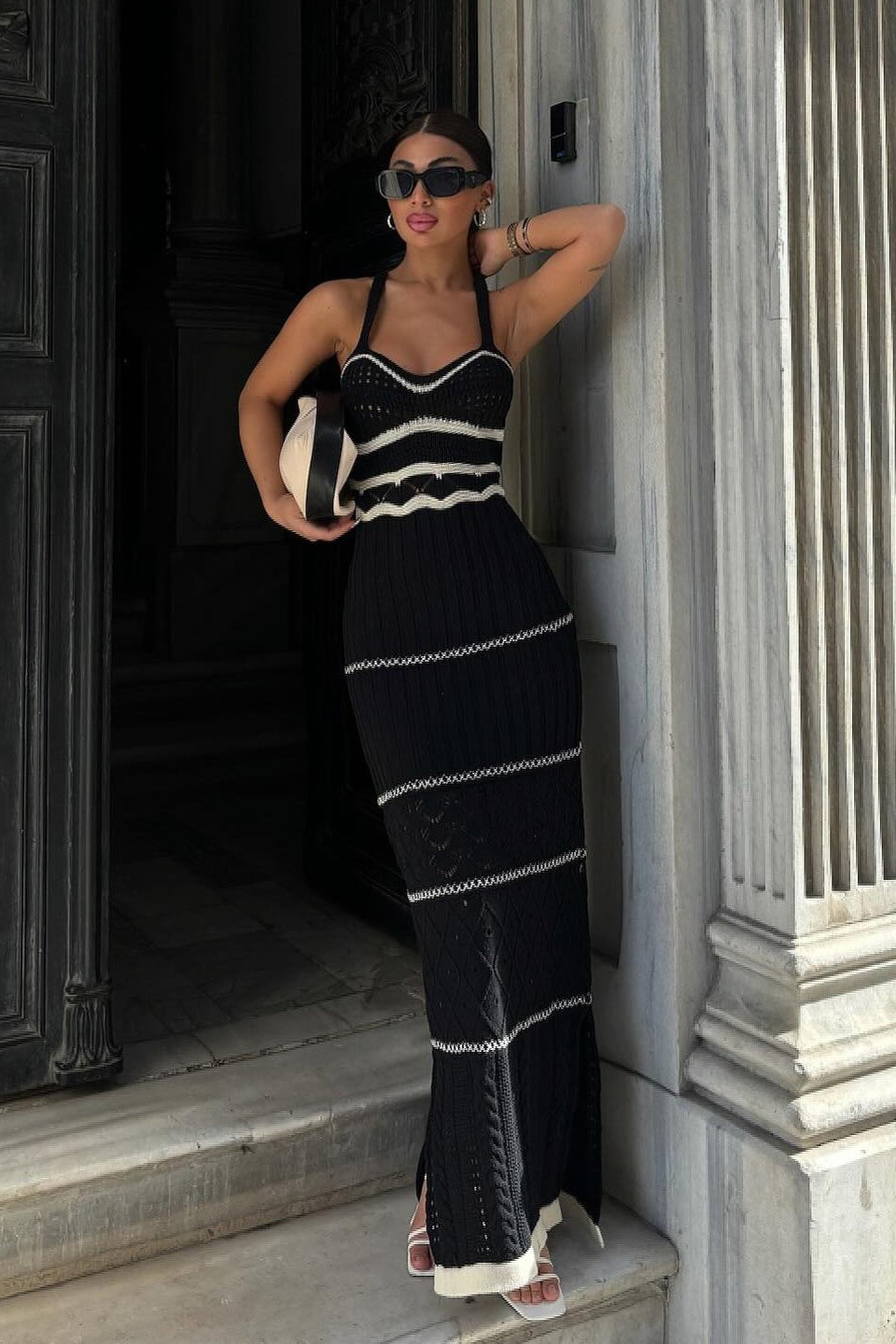 Knit Sleeveless Split Work Dress - View 4 | VelvetHem