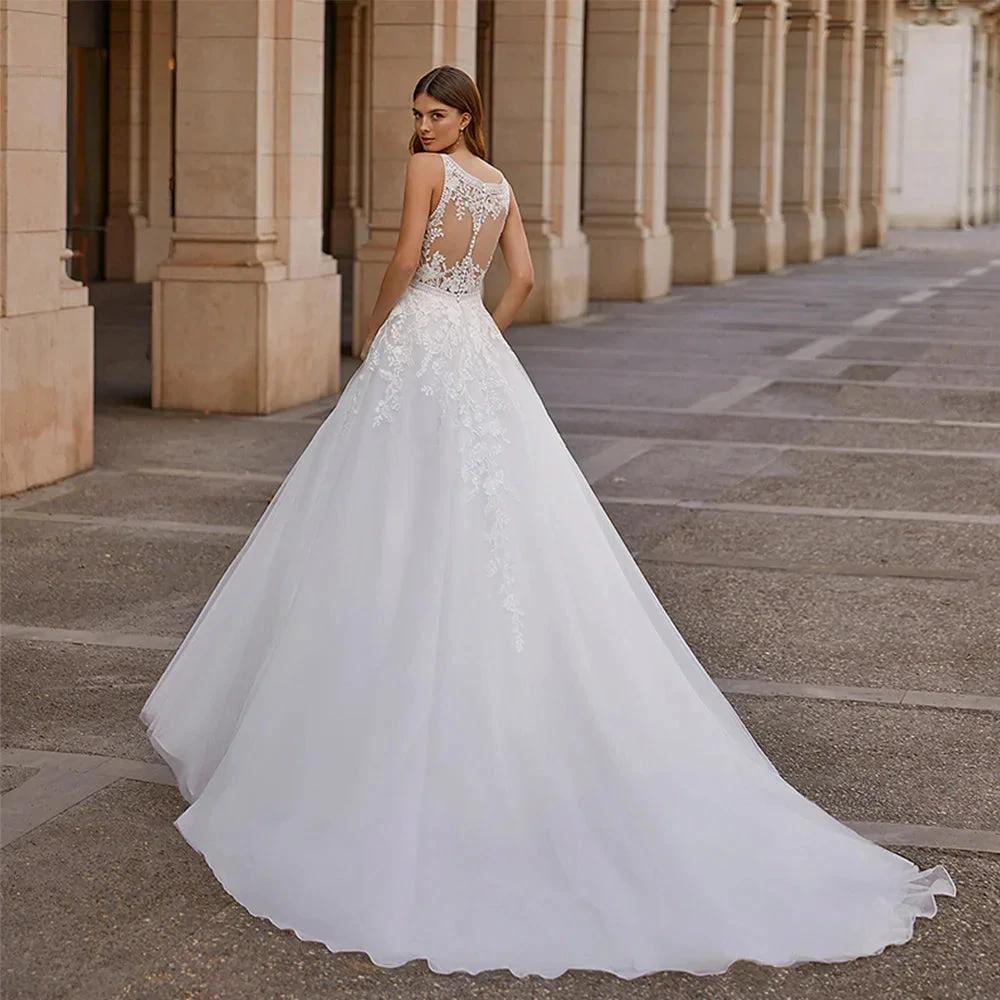 Vintage Vestidos De Novia A-line Wedding Dresses Bridal Gown Appliques Sleeveless For Elegant Women 2023 Custom Made (ZD13396)