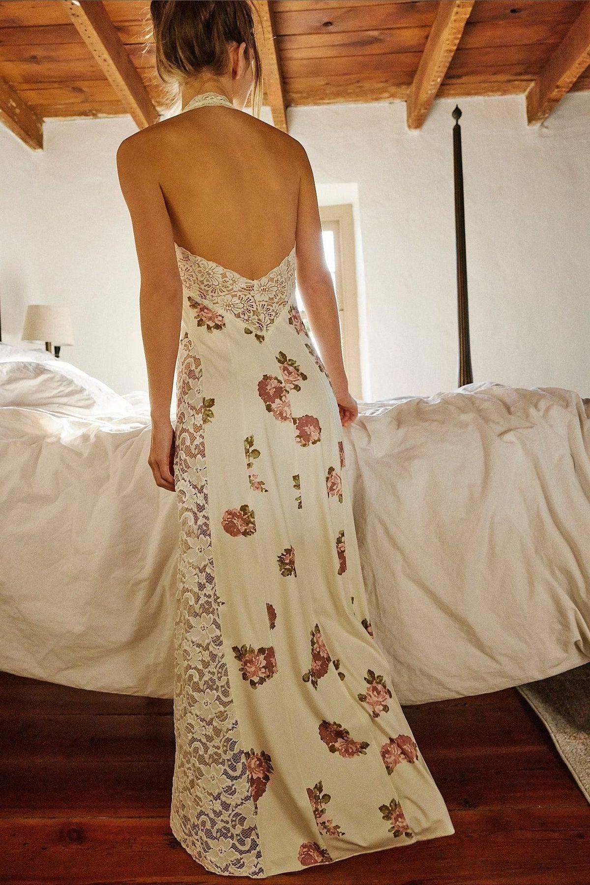 Elegant Floral Spaghetti Strap Maxi Lace Dress - View 5 | VelvetHem