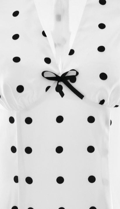 French Style Polka Dot V-Neck Bodycon Maxi Dress - View 4 | VelvetHem