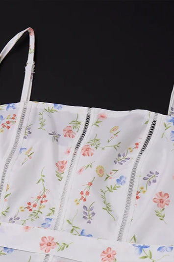 Pleated Spaghetti Strap Floral Dress - View 6 | FashionDia