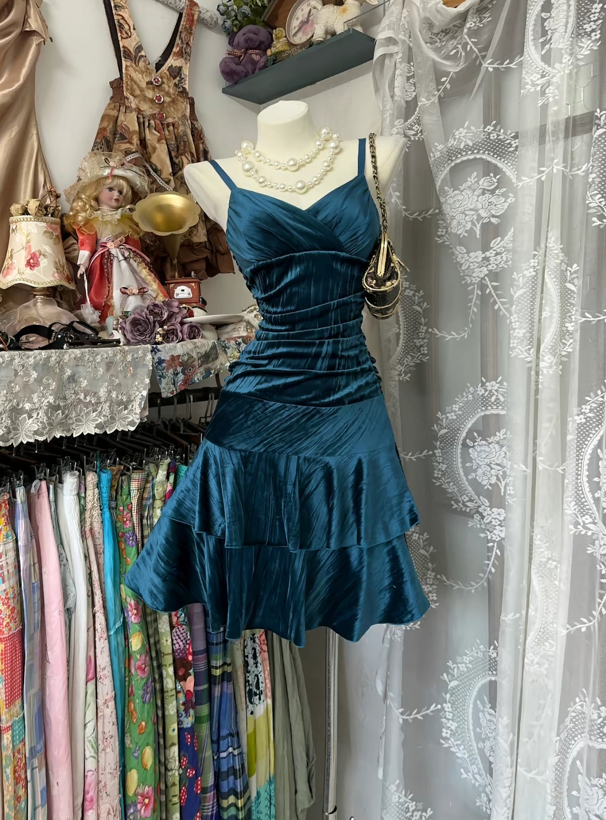 A Line Turquoise Short Homecoming Dress Ruffle Party Dress J8512
