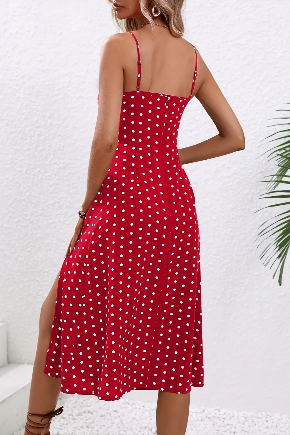 Spaghetti Strap Slit Floral Dress - View 8 | FashionDia