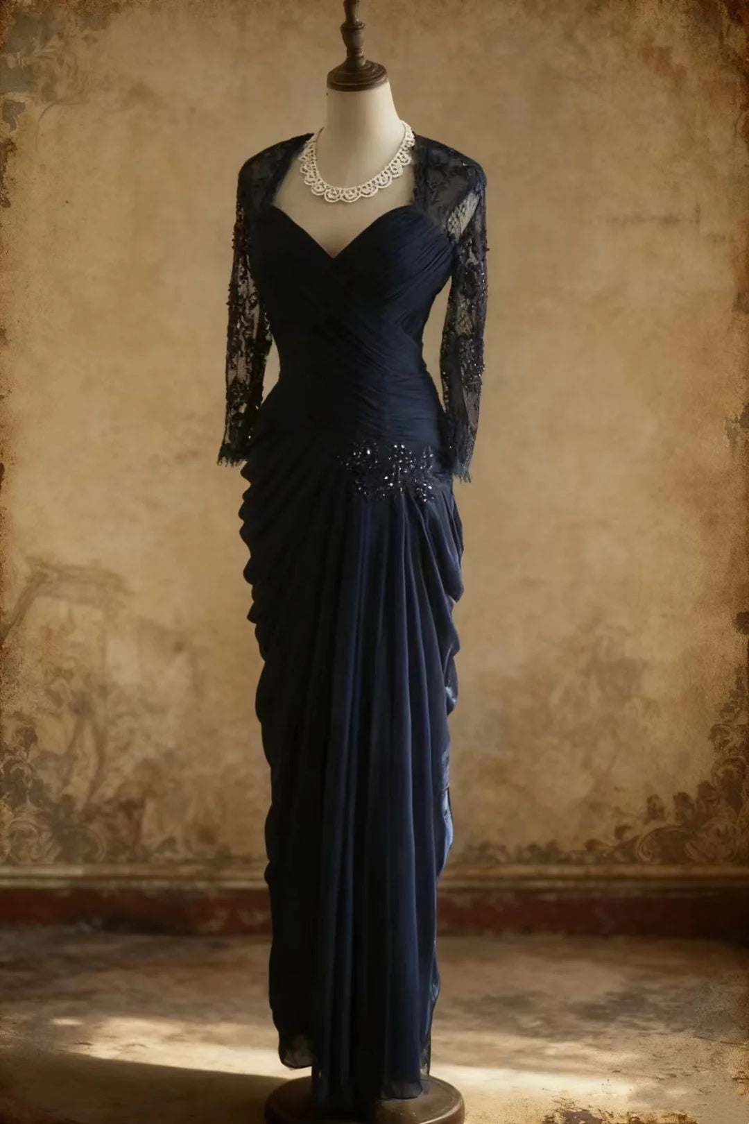 Lace Long Sleeves Evening Dress Modest Formal Party Dress
