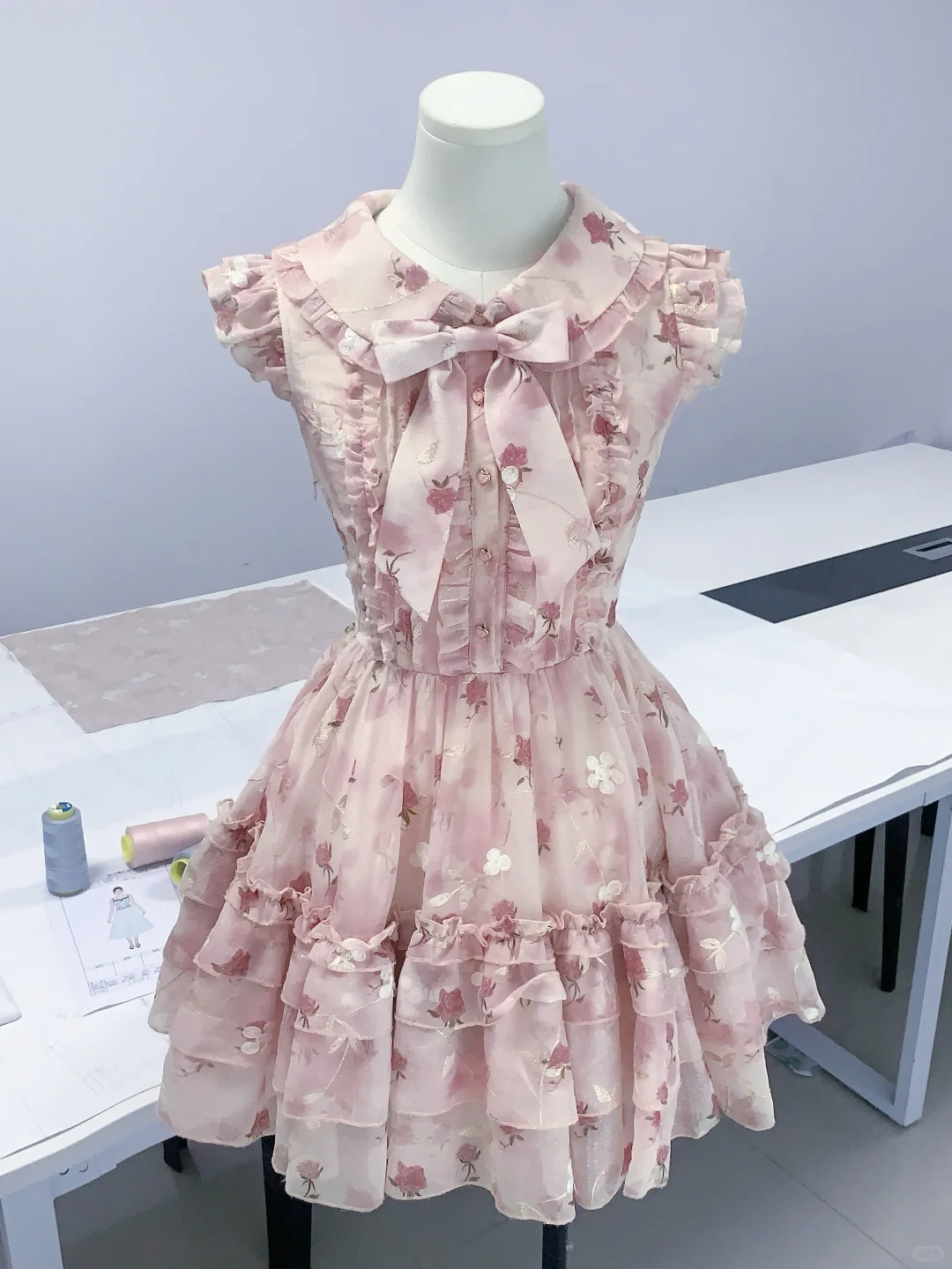 Cute Blue Chiffon Print Floral A-Line Short Birthday Outfits Formal 7th Grade Homecoming Dress - View 5 | FashionDia