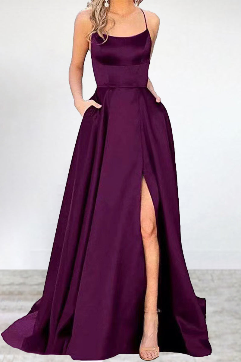 Sexy Formal Solid High Opening U Neck Evening Dress Dresses - View 10 | VelvetHem
