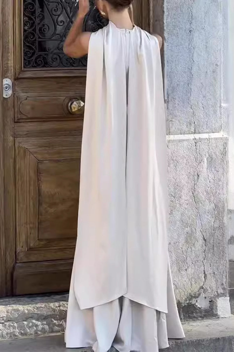 Celebrities Elegant Solid Patchwork O Neck Evening Dress - View 4 | VelvetHem