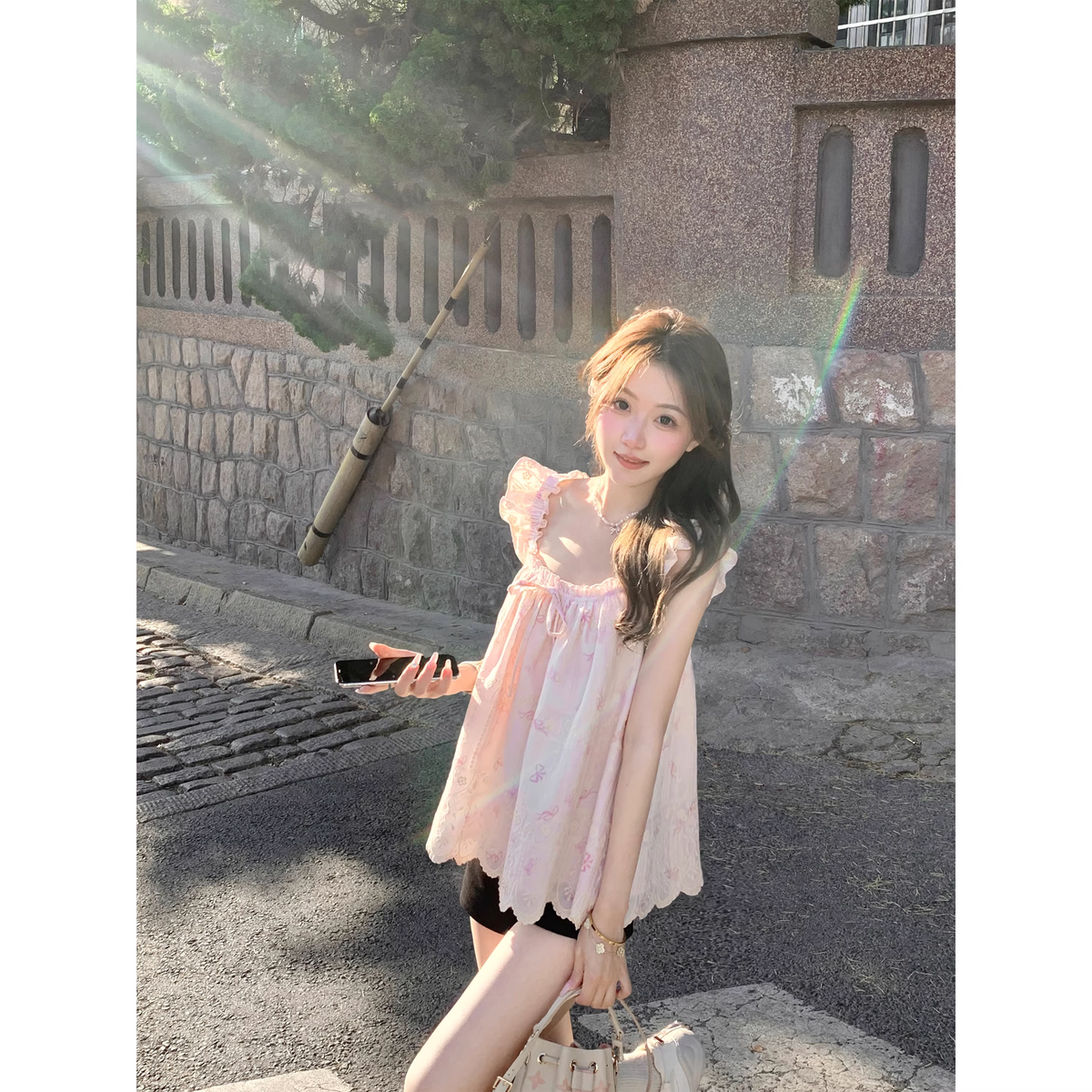 Pink sweet sleeveless top - FashionDia