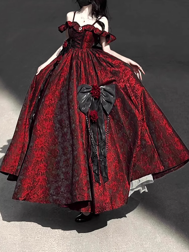 Vintage Ball Gown Straps Long Burgundy Ruffles Lace Prom Dresses Birthday Outfits