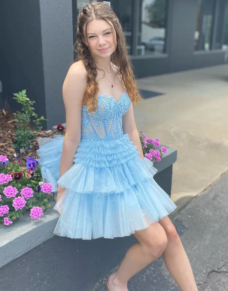 A-Line Lace Short Homecoming Dress Y2591 by simplepromdress