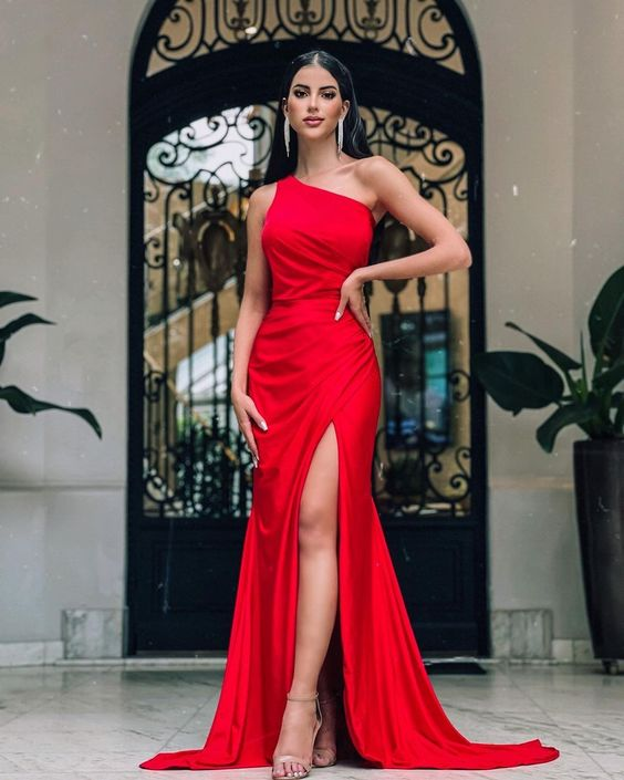 Red Simple Mermaid Prom Dress With Split Red Evening Dress Y5714 - View 2 | VelvetHem
