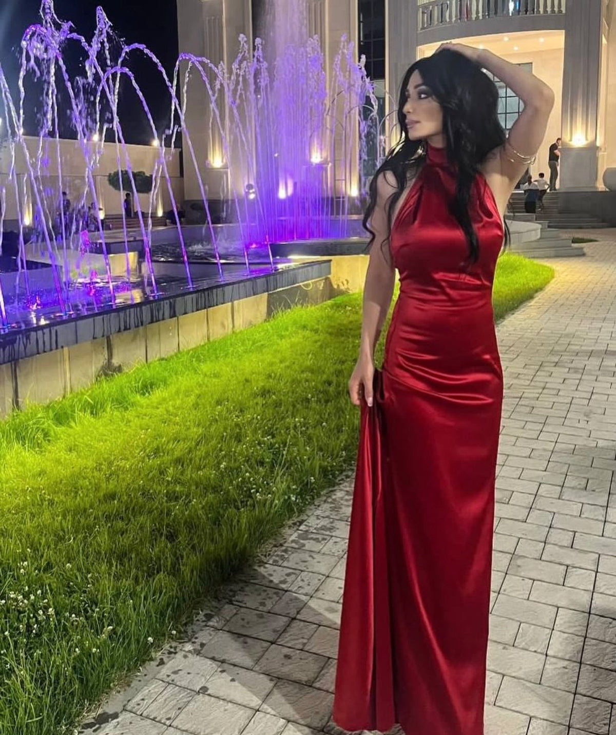 Red Sheath Satin Prom Dress Formal Evening Dress