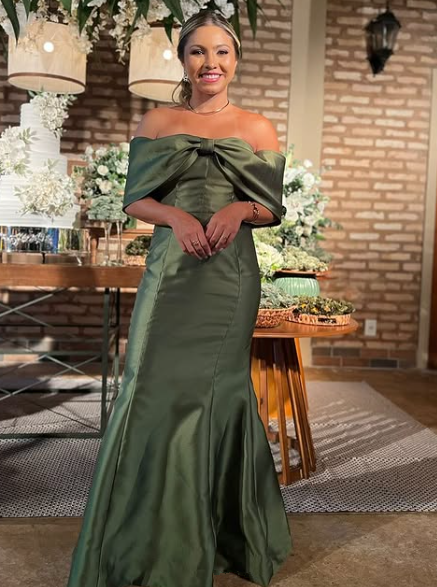 Unique Off-the-Shoulder Green Bow Evening Dress,Mermaid Prom Party Dress - FashionDia