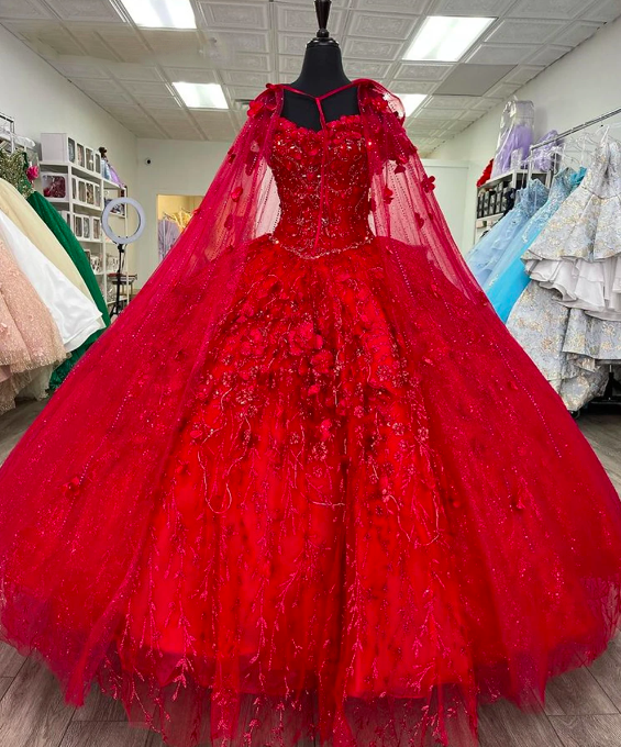 Luxurious Red Quinceanera Dress,Red Ball Gown,Red Sweet 16 Dress Y2338 - View 3 | VelvetHem
