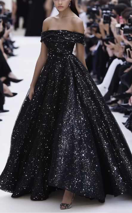 Sparkly Off The Black Sequins Prom Dress Formal Evening Dress Y8344 - VelvetHem