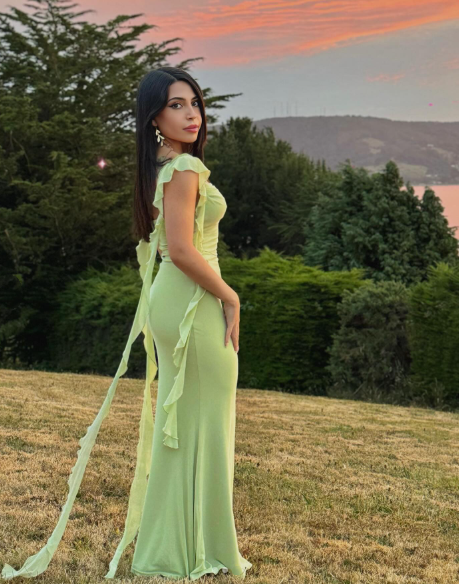 Cute Light Green Chiffon Ruffle Mermaid Wedding Guest Dress Formal Bridesmaid Dress - View 3 | FashionDia