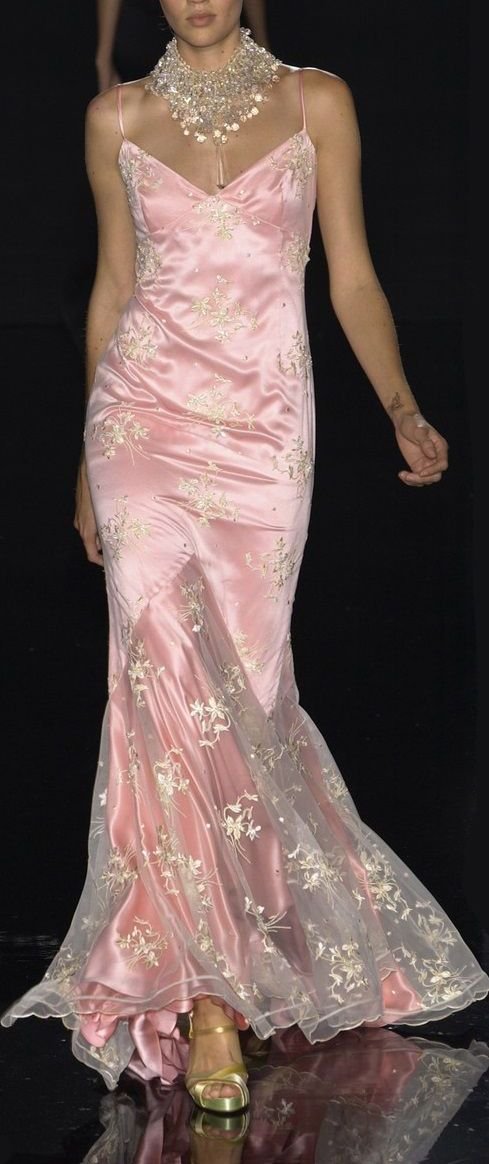Pretty Pink Satin Lace Mermaid Evening Dress,Long Party Dress