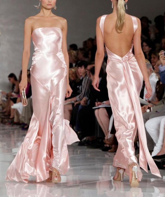 Elegant Pink Satin Long Party Evening Dress,Formal Prom Dress - View 5 | FashionDia