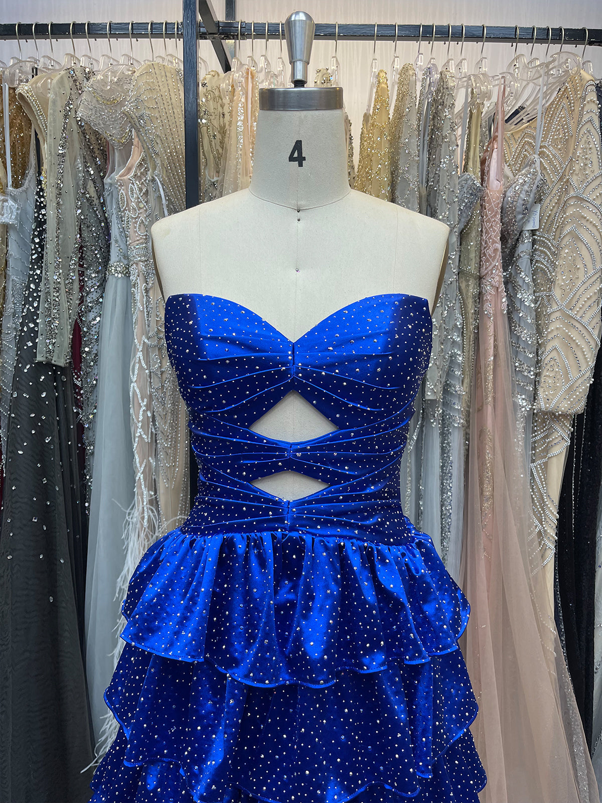 A Line Strapless Sweetheart Satin Prom Dress with Keyhole
