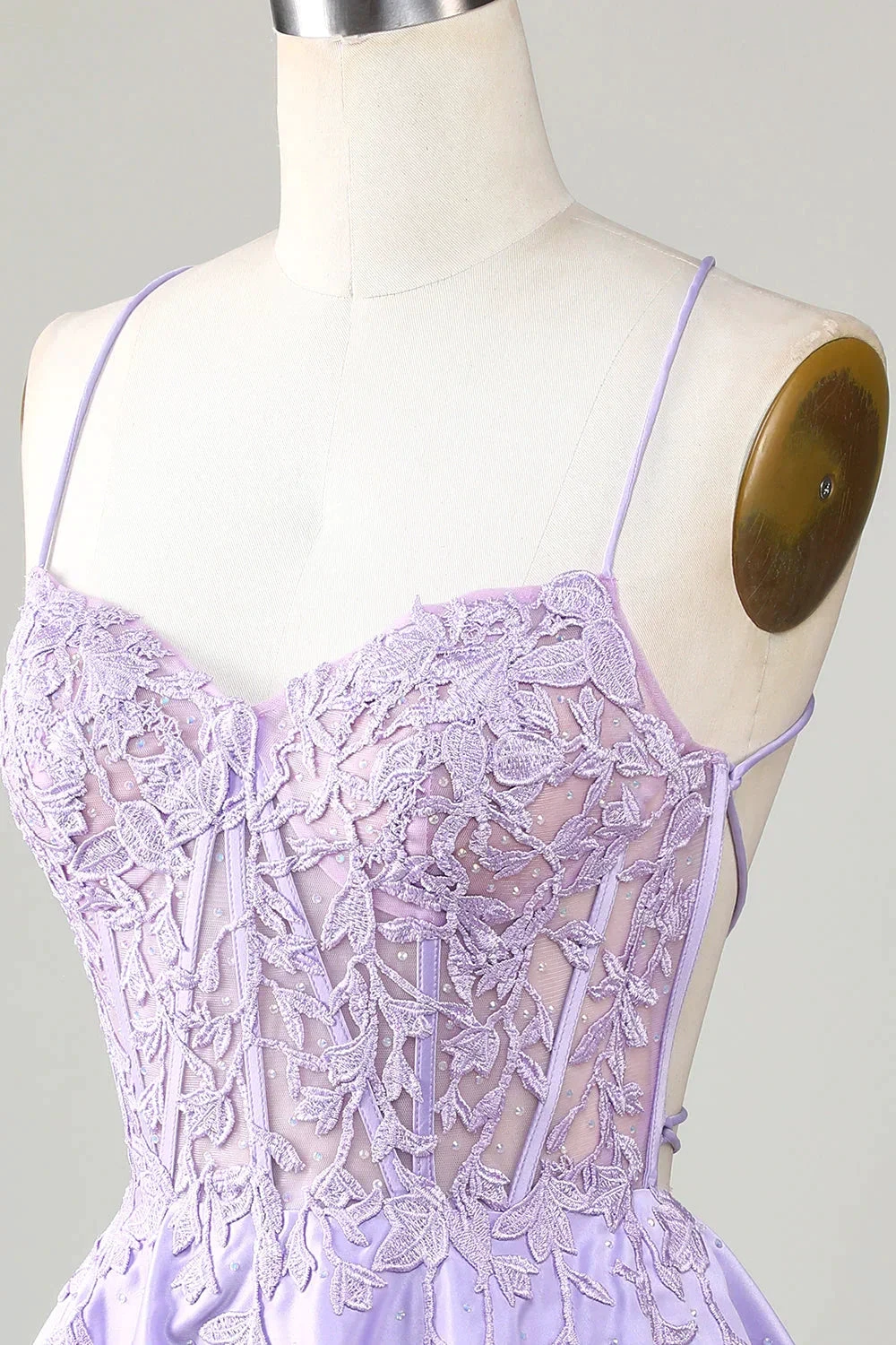 Purple Corset A-Line Satin Short Homecoming Dress With Lace (ZD11765)