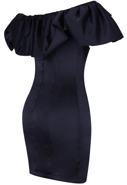 Ruffle Off-the-Shoulder Club Dress Sexy Bodycon Black Summer Dress Elegant Party Dress - View 4 | FashionDia