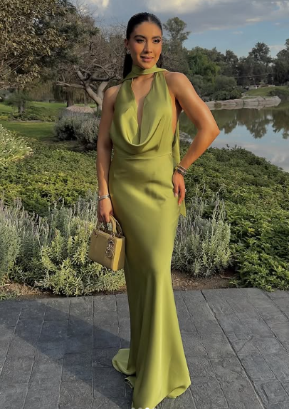 Green Halter Long Mermaid Evening Dress,Formal Party Prom Dress