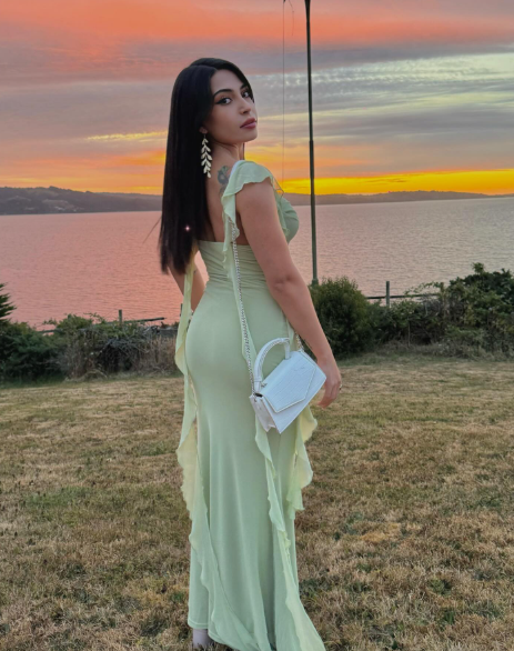 Cute Light Green Chiffon Ruffle Mermaid Wedding Guest Dress Formal Bridesmaid Dress - View 4 | FashionDia