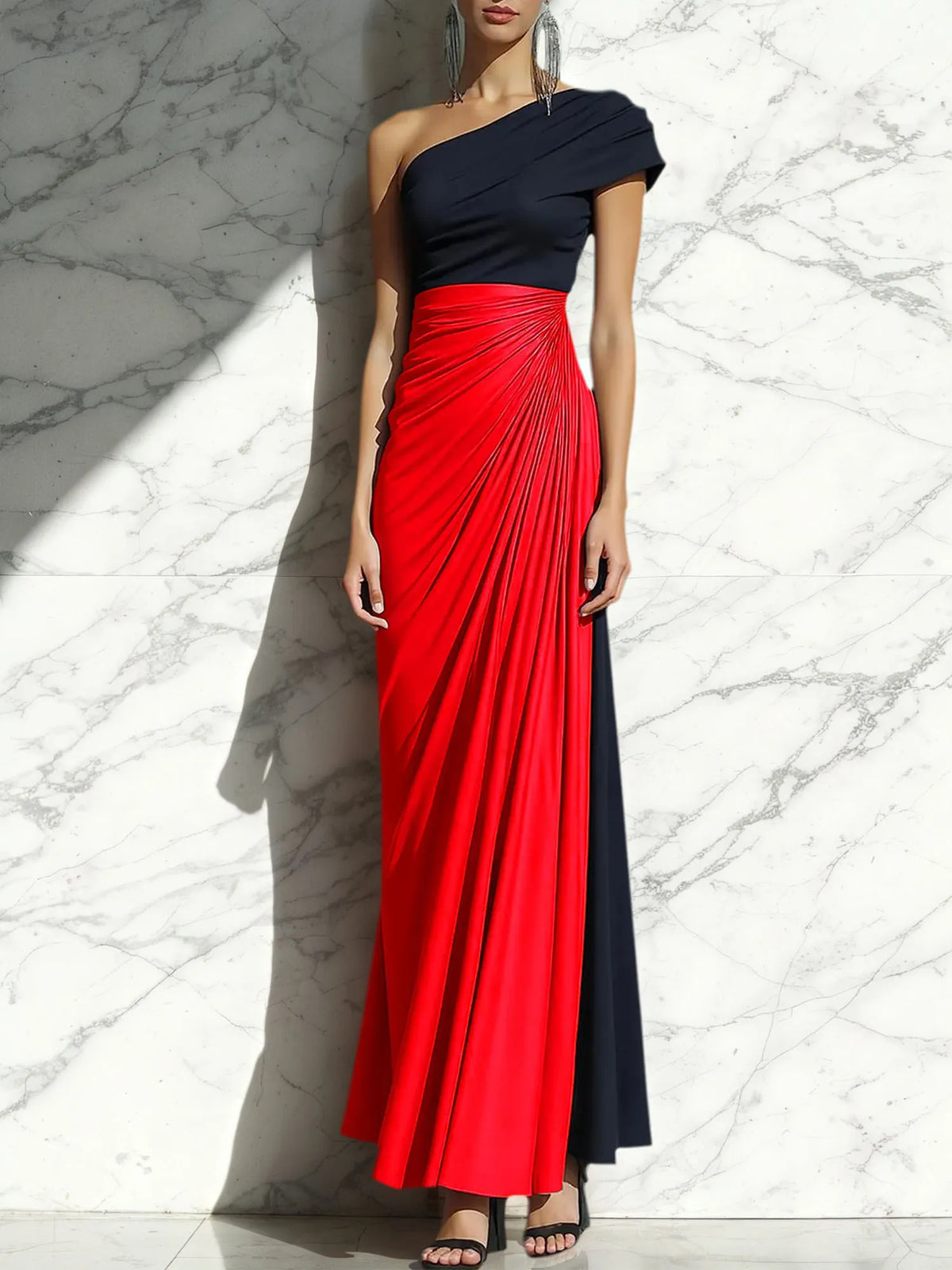 Sheath One-Shoulder Ruched Maxi Formal Dress - View 8 | FashionDia