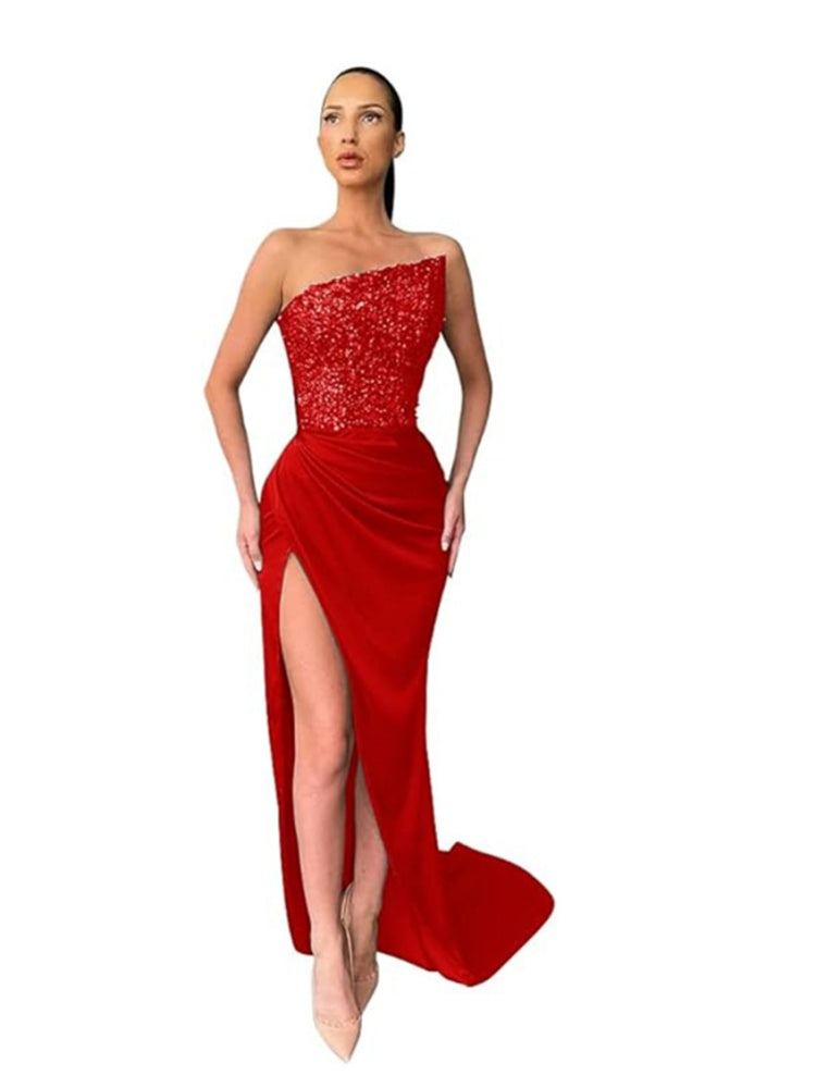 Celestial Glitter Evening Maxi Gown