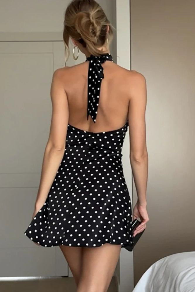 Backless Polka Dot Mini Dress - View 5 | FashionDia