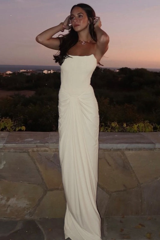Boned Lace-Up Strapless Party Dress - View 3 | VelvetHem