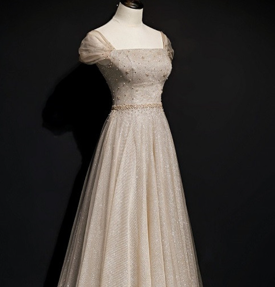 Shiny Tulle Beading A-Line Evening Dress Formal Ball Gown Brithday Dress - View 2 | FashionDia