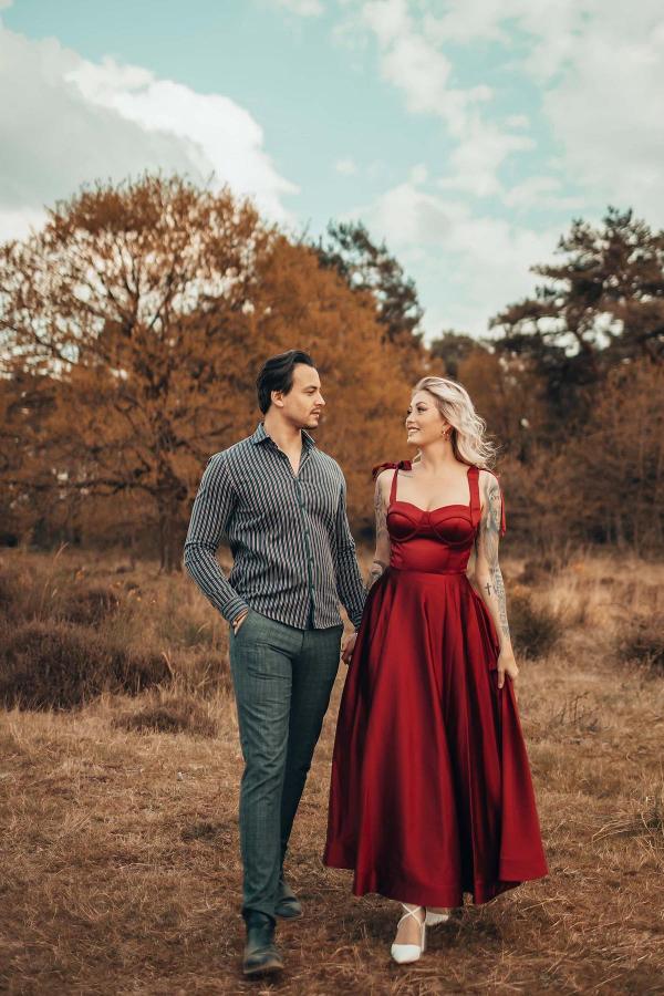 Straps Sweetheart Burgundy Prom Dress Sleeves Online - View 3 | VelvetHem