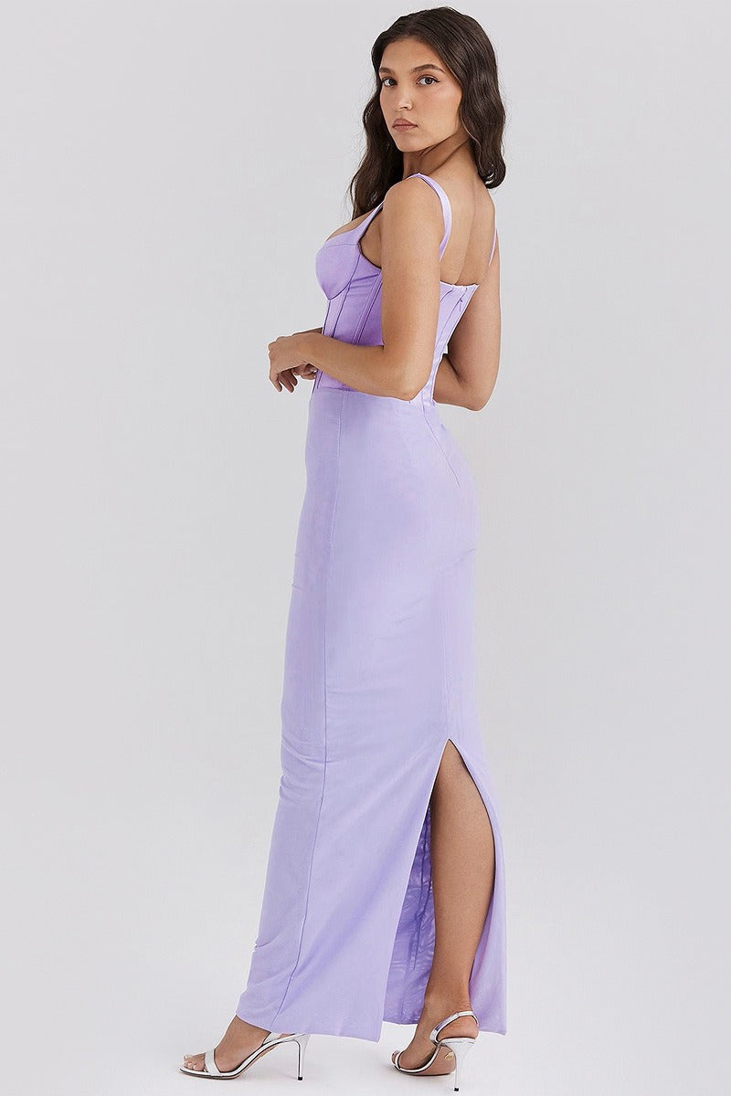 Spaghetti Strap Slit Party Dress - View 3 | VelvetHem
