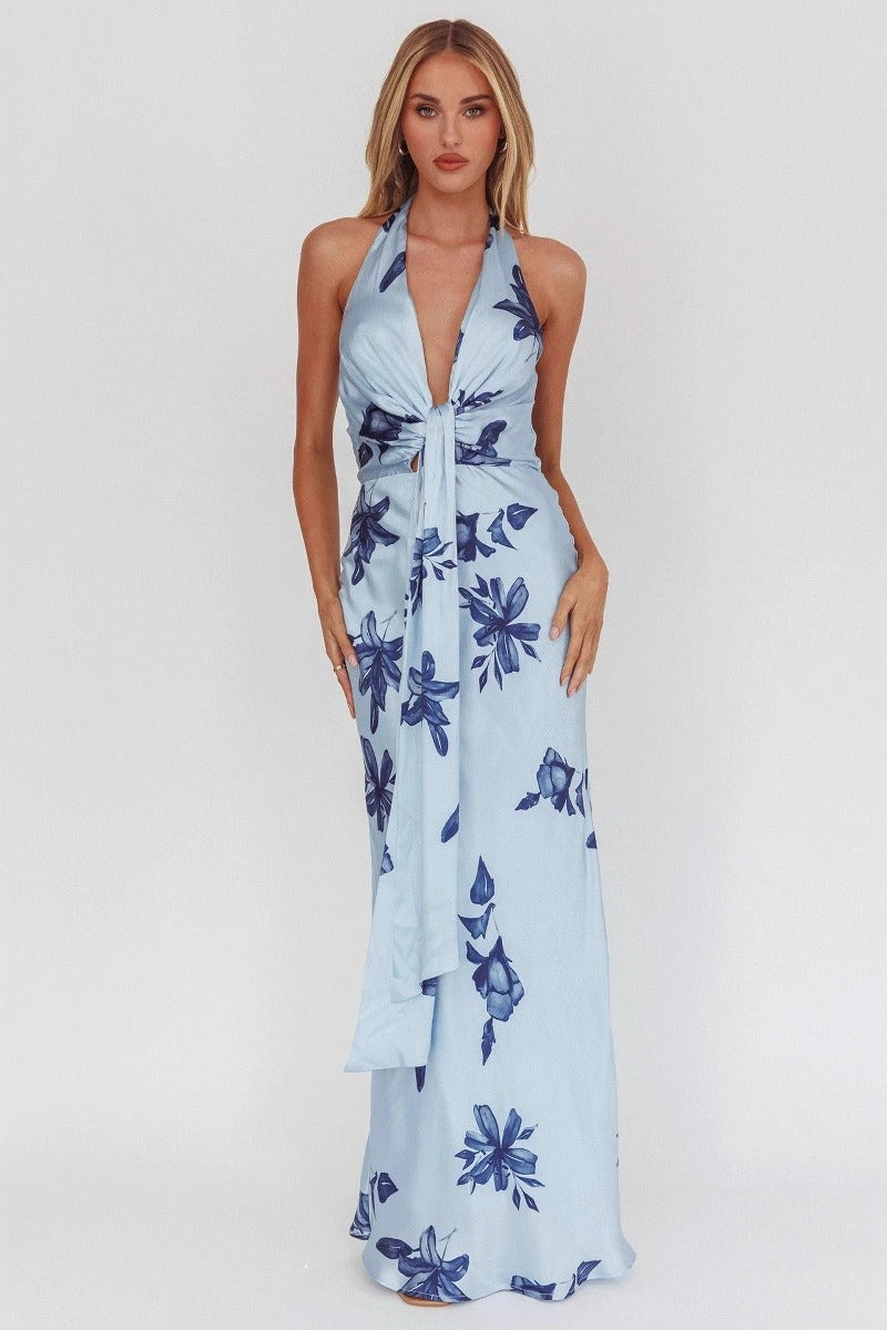 Sleeveless Bodycon Maxi Flower Dress