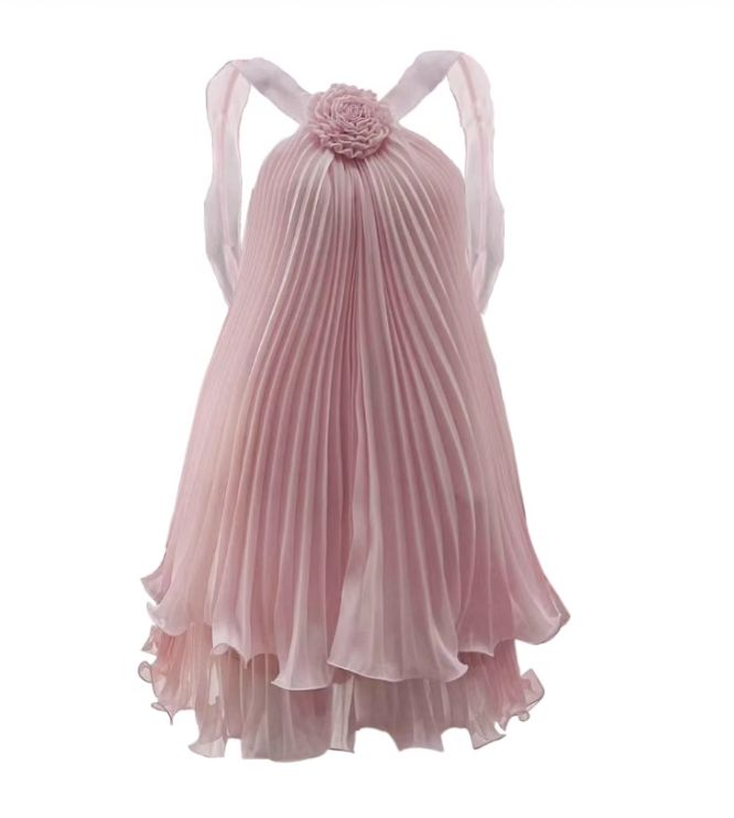 Cute A-Line Halter Baby Blue Pleated Homecoming Dress Birthday Dress