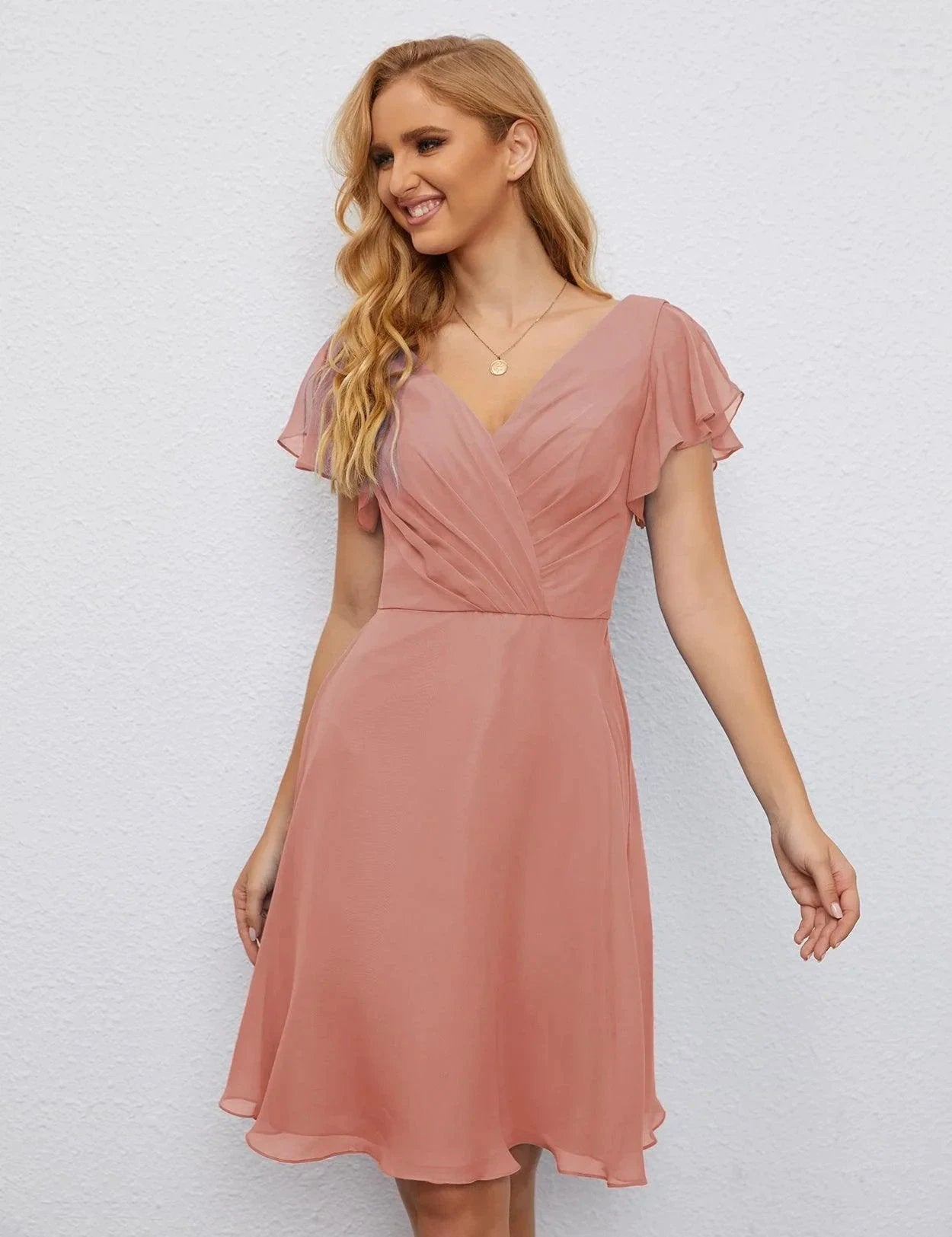 ZapDress U Back Homecoming Dress Formal Prom Dress Knee Length Short Sleeves Cocktail Party Dress 28077 (ZD16953)