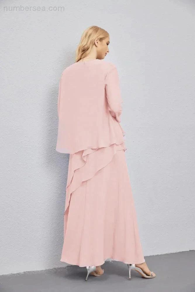 Mother of Bride Dresses with Open Front Lightweight Cardigan Formal Prom Gown 28081 (ZD16990)