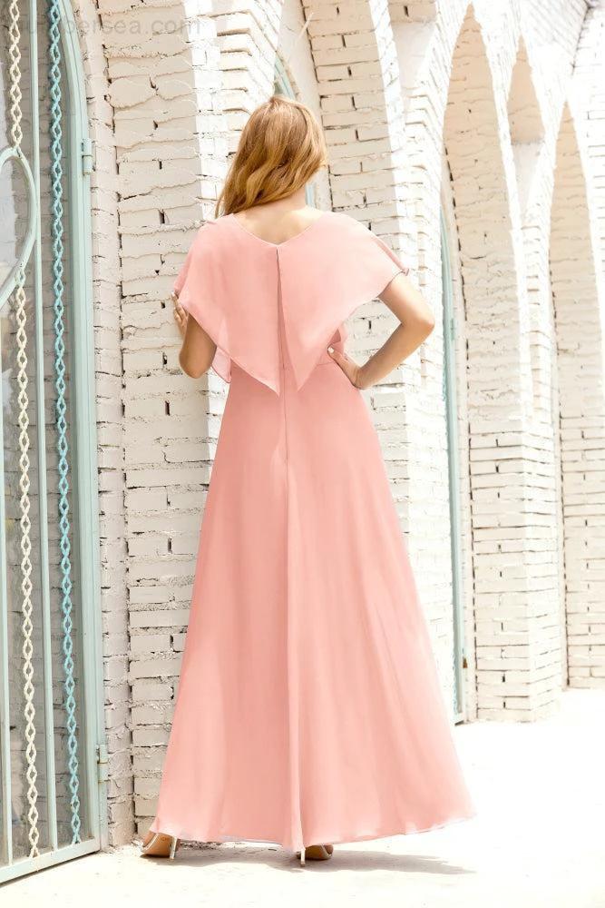 Zapdress Mother of The Bride Dresses Plus Size V-Neck Floor Length Formal Prom Dress for Wedding Guest 28020 (ZD17058)