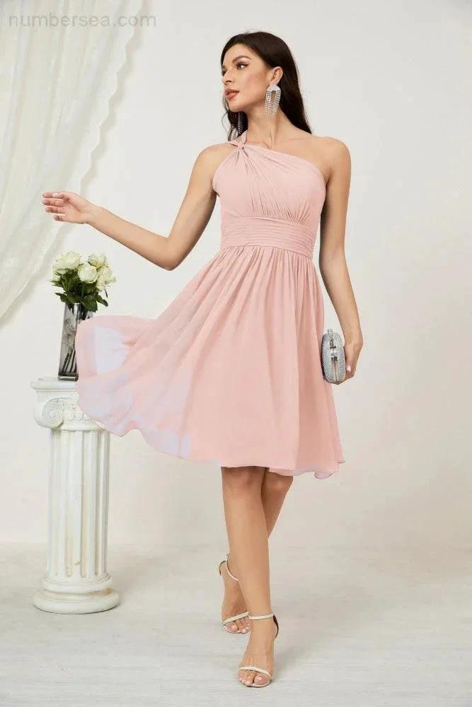 ZapDress Women Chiffon Short One Shoulder Bridesmaid Dress Formal Dresses for Party Homecoming 2804 (ZD16948)
